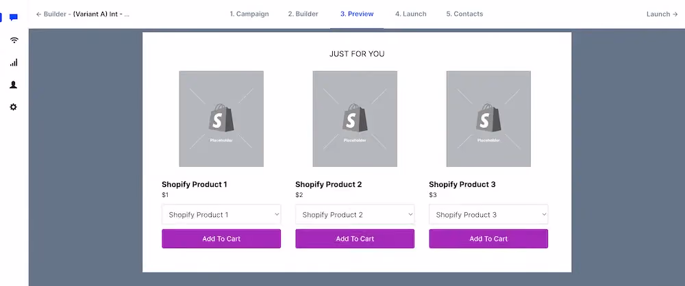 Previewing the campaign in ConvertFlow