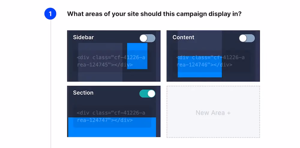 Snippet area options in ConvertFlow