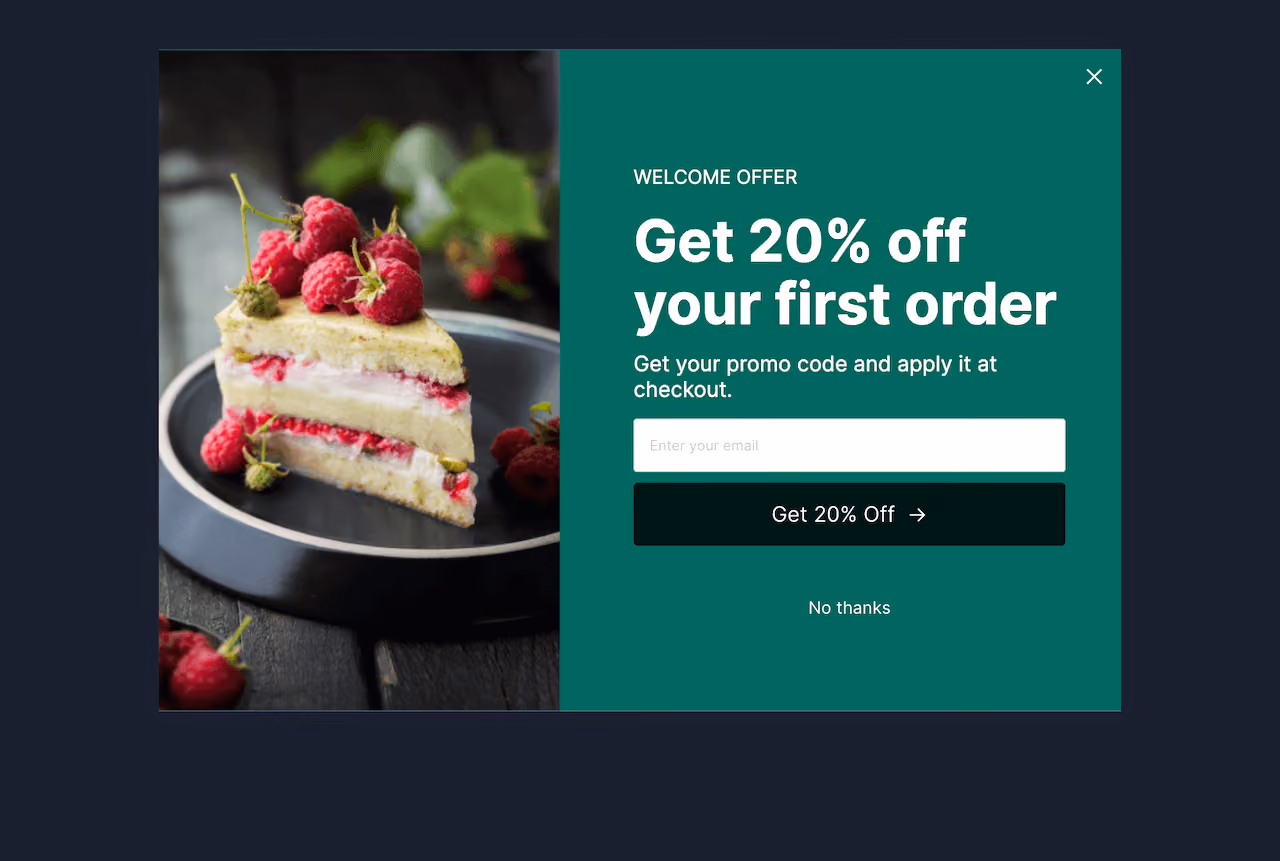 Food & Drink Welcome Offer Popup Template