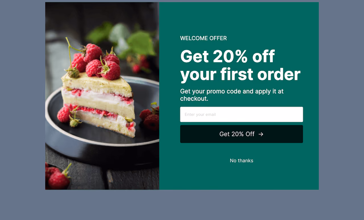 Food & Drink Welcome Offer Embed Template