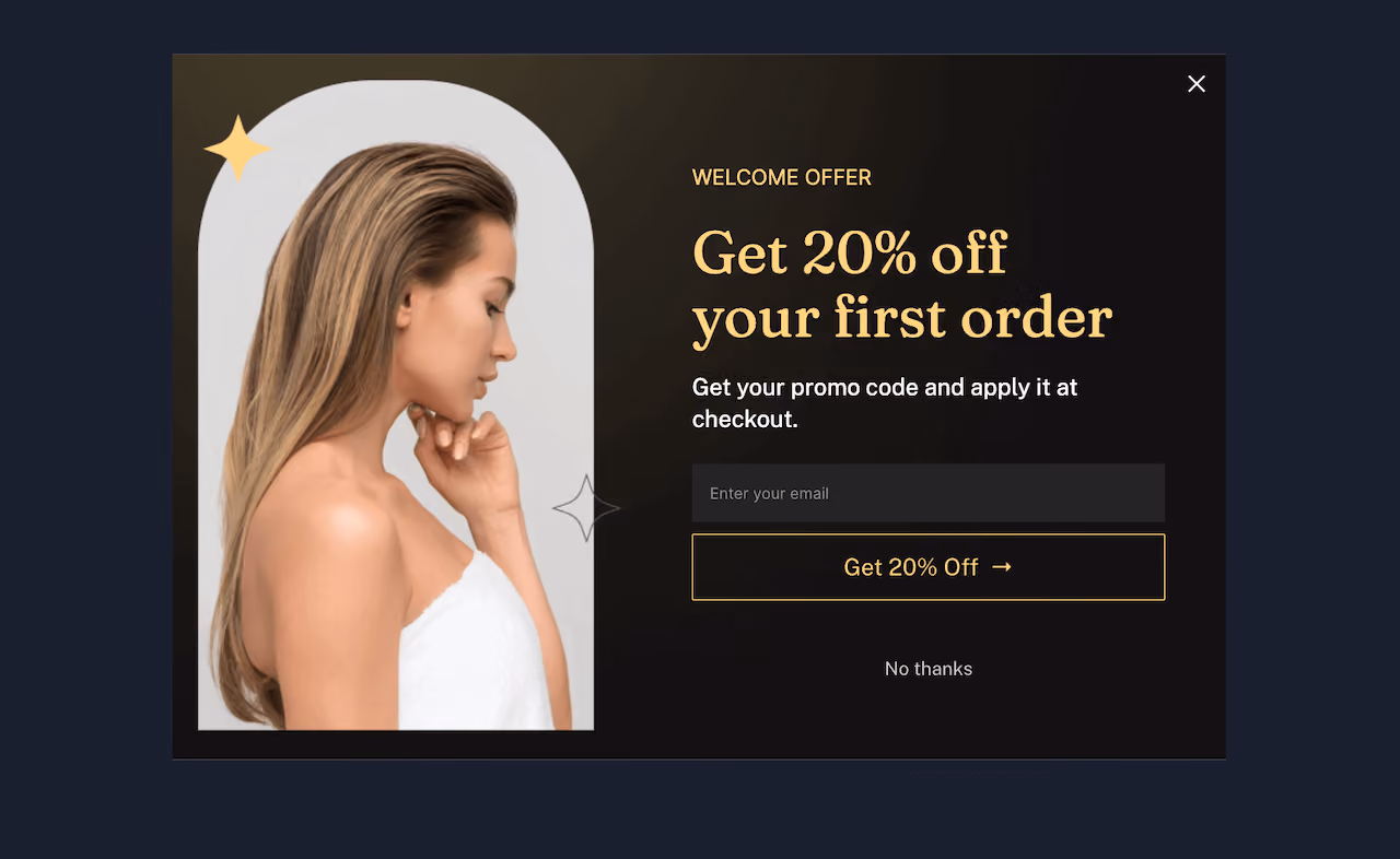 Hair Care Welcome Offer Popup Template