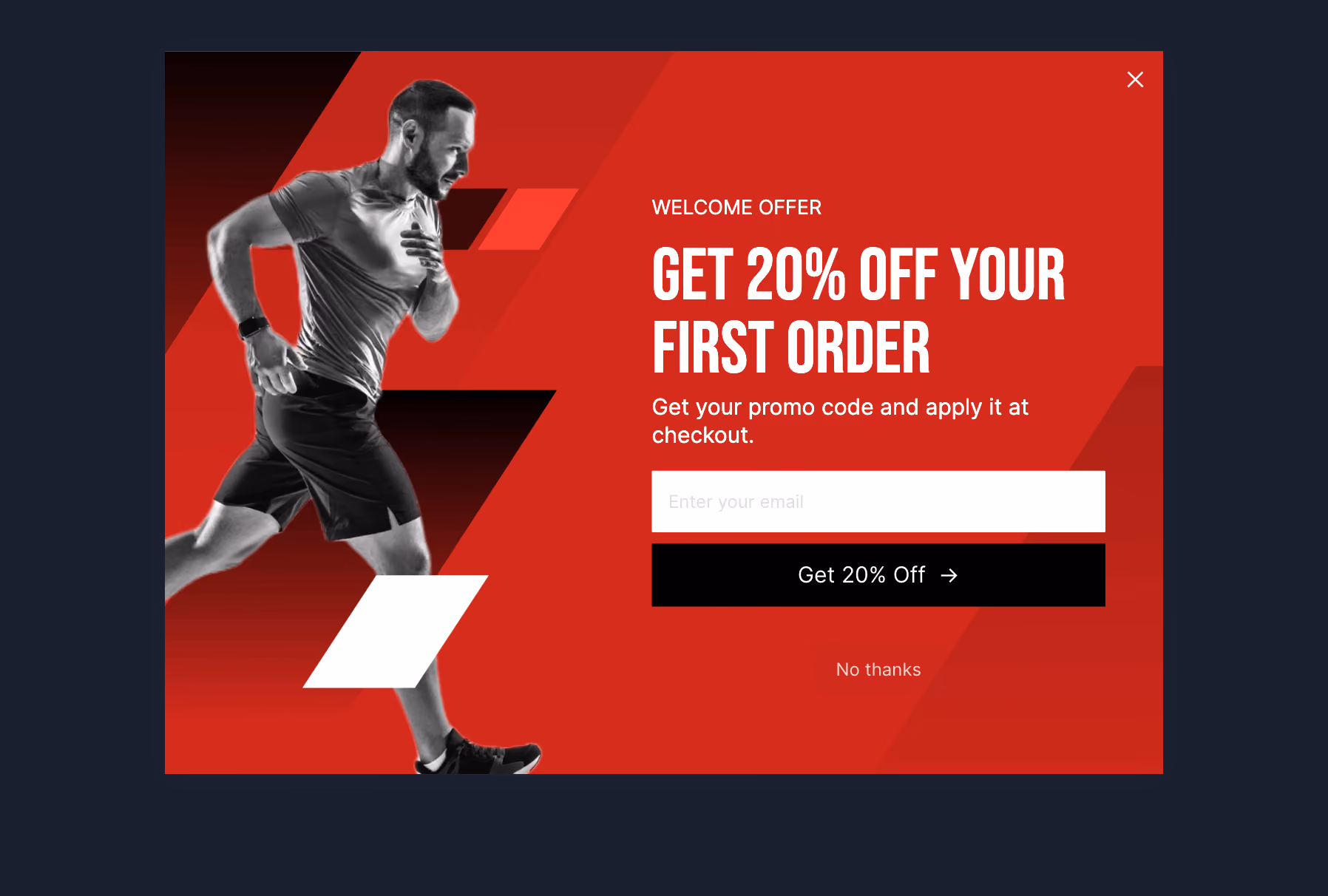 Sporting Goods Welcome Offer Popup Template