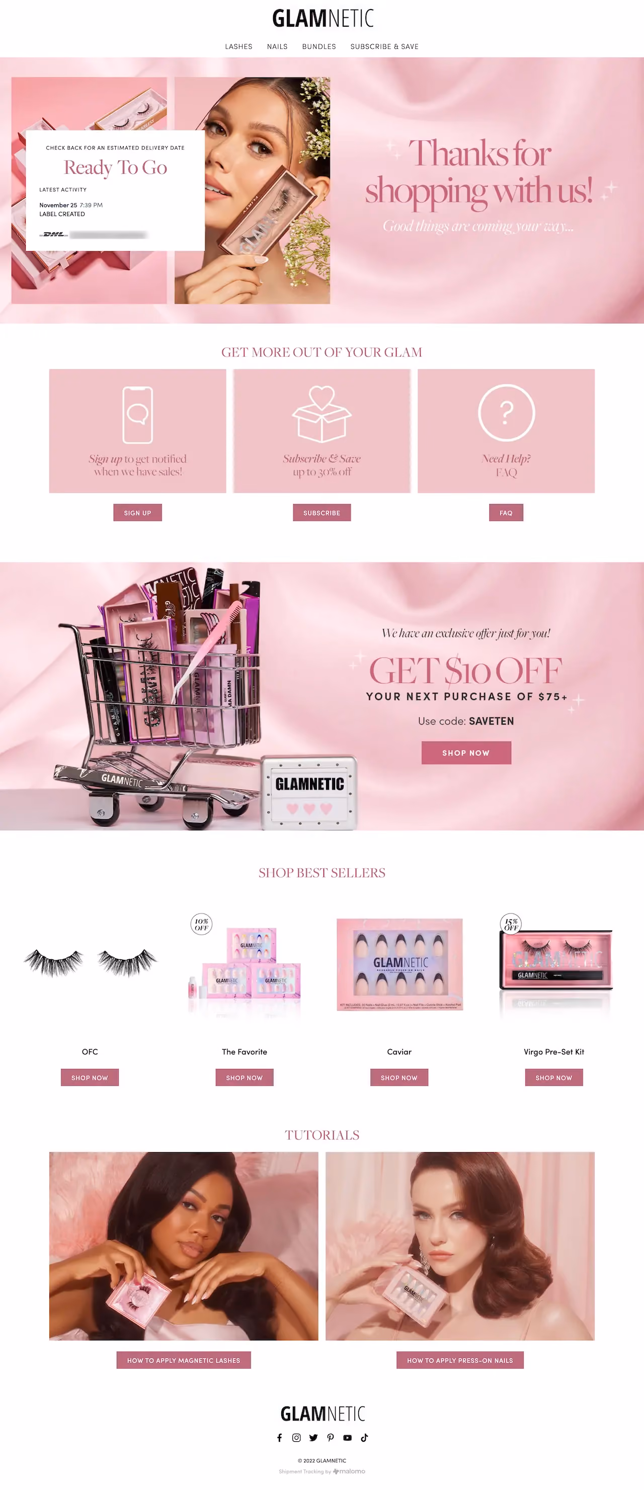Glamnetic Thank You Page Example