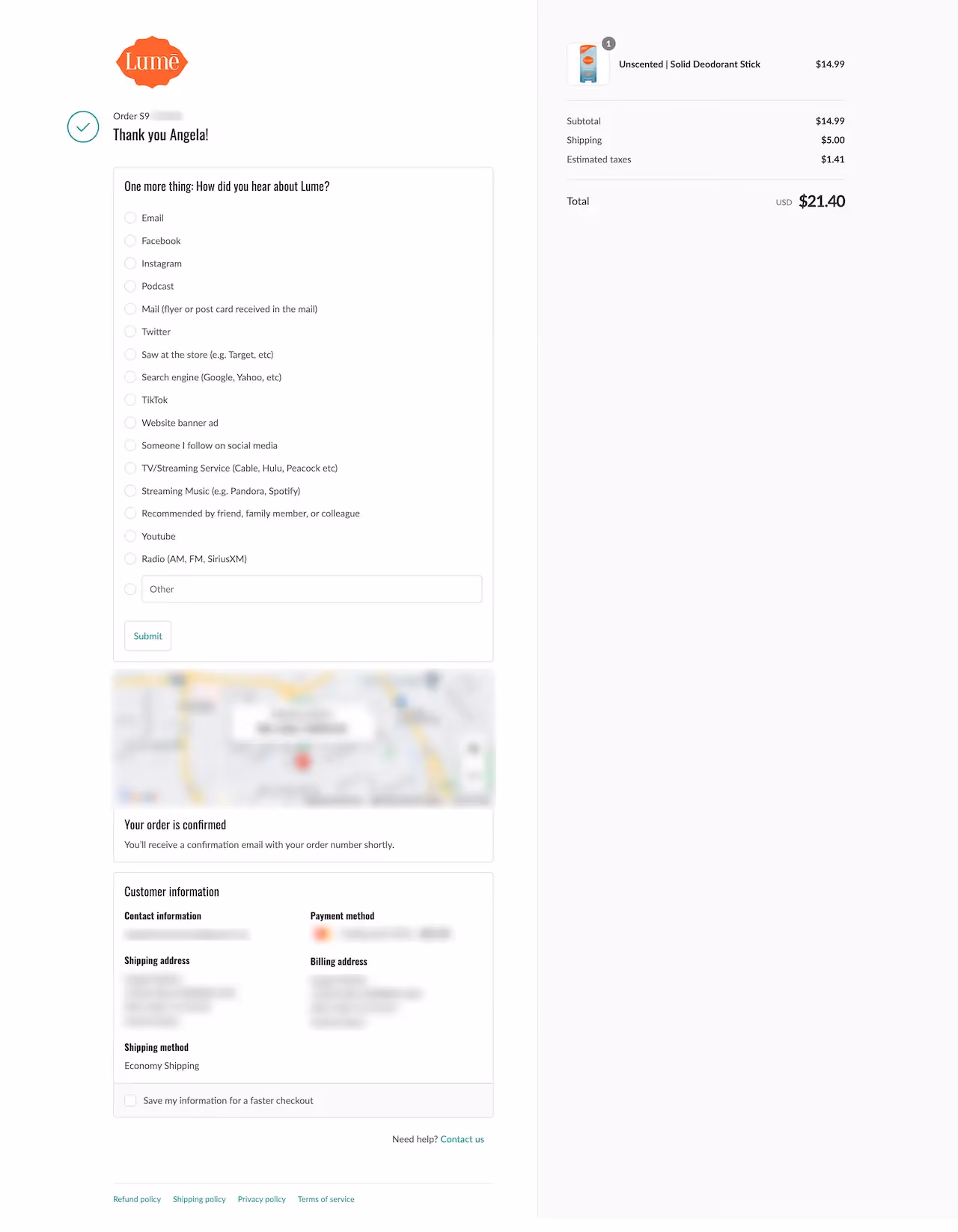 Lume Thank You Page Example