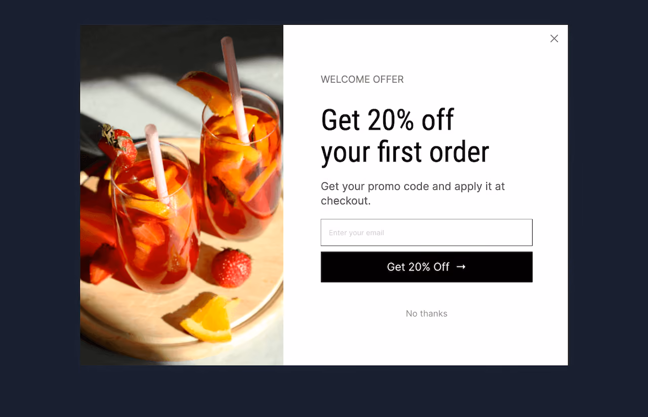 Drinks Welcome Offer Popup Template