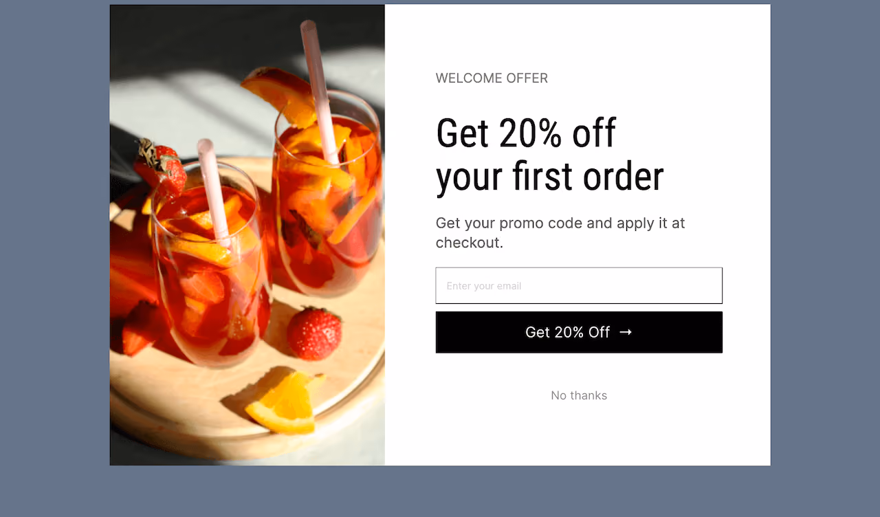 Drinks Welcome Offer Form Template