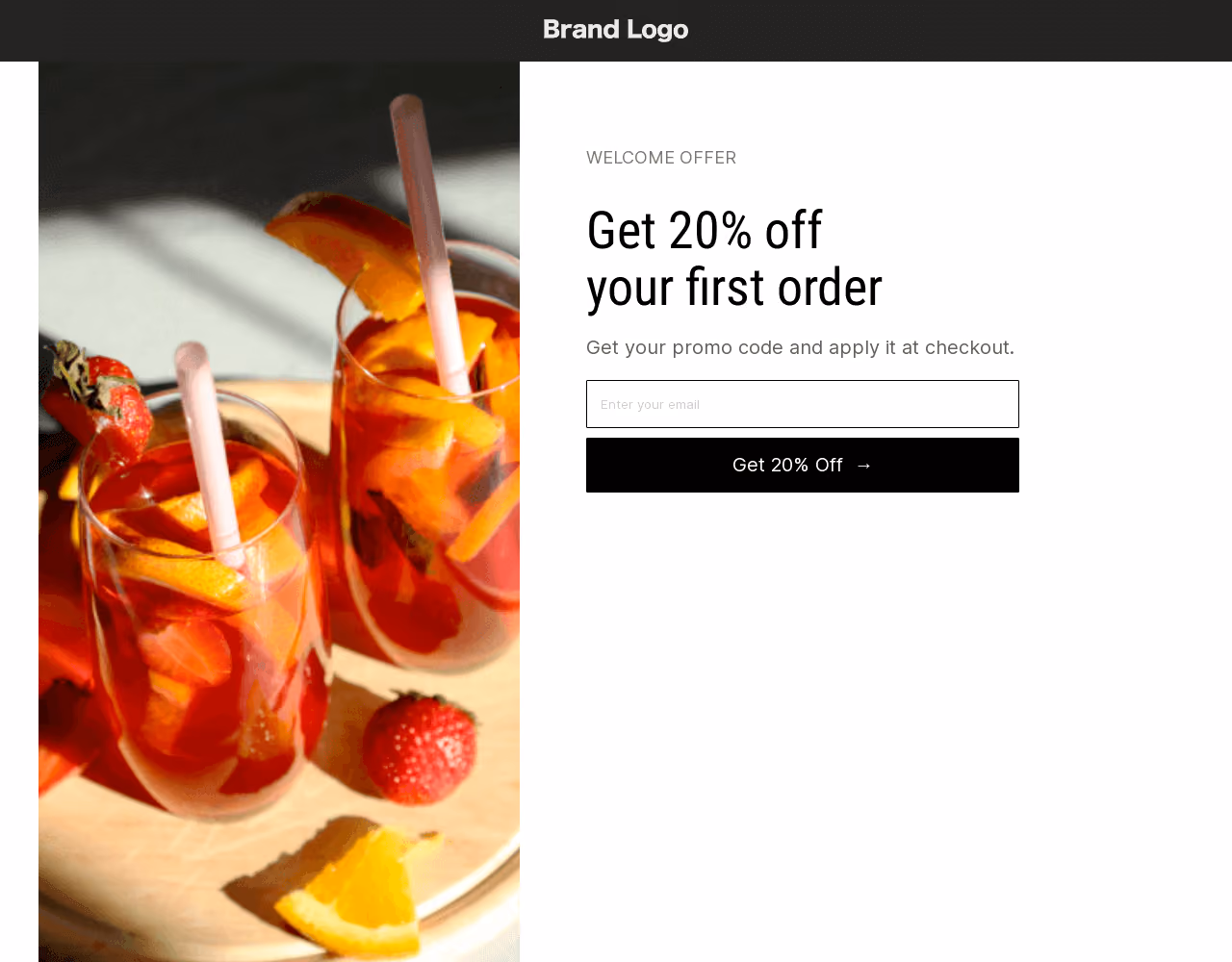 Drinks Welcome Offer Landing Page Template