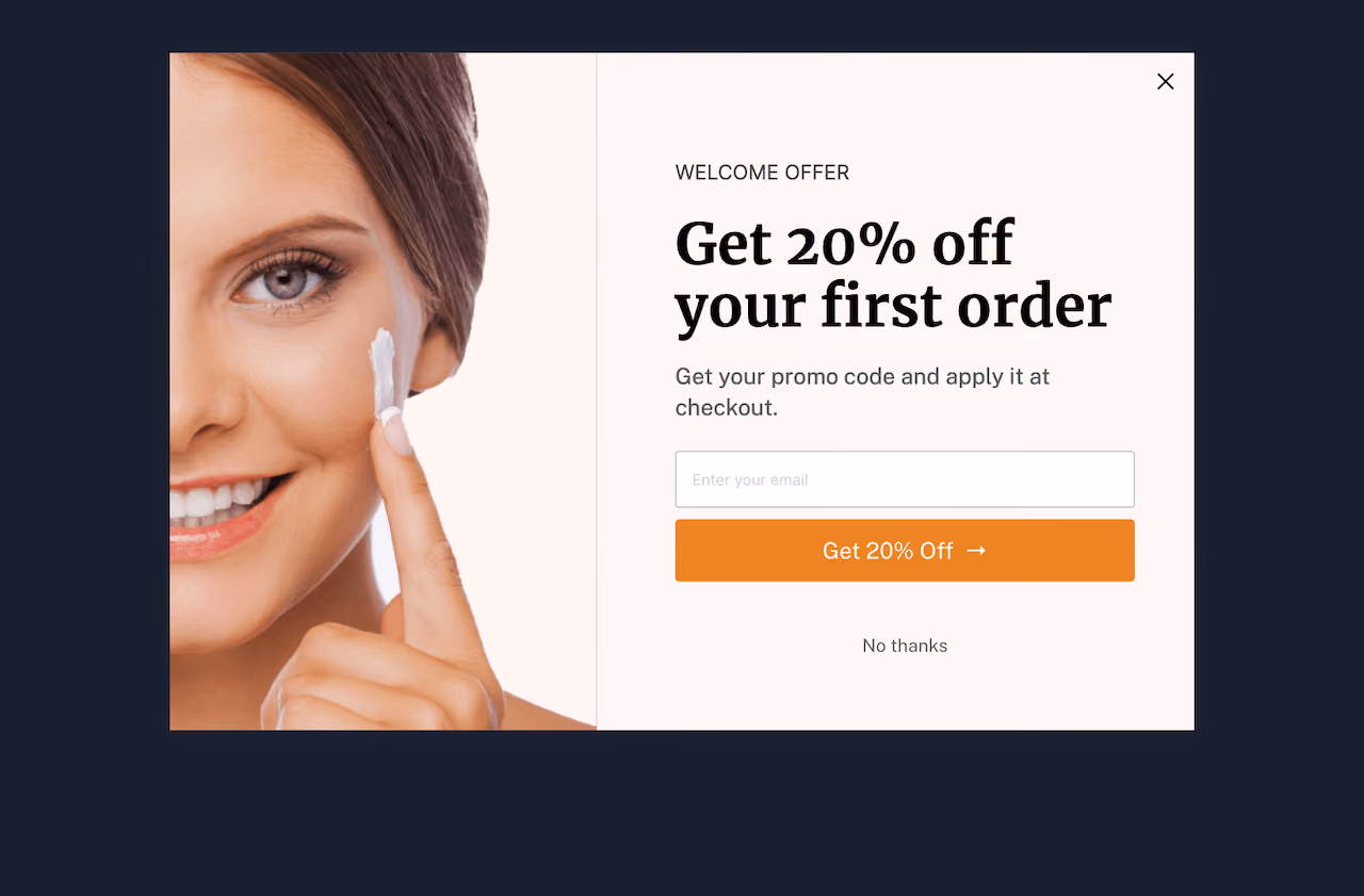 Skincare Welcome Offer Popup Template
