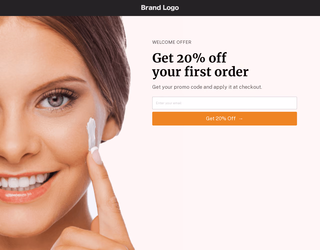 Skincare Welcome Offer Landing Page Template
