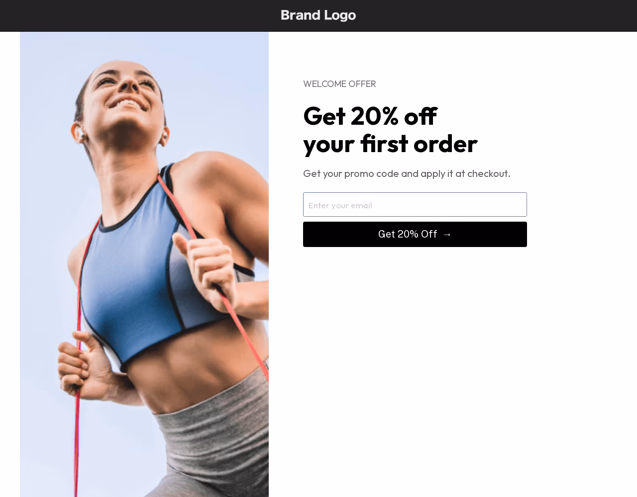 Athletic Apparel Welcome Offer Landing Page Template