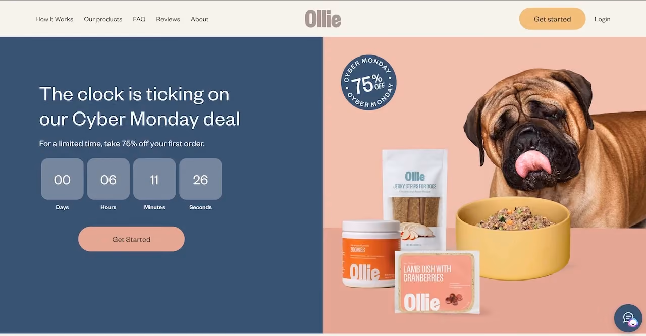 Ollie Cyber Monday Countdown Timer Example
