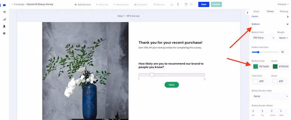 Button theme settings in ConvertFlow