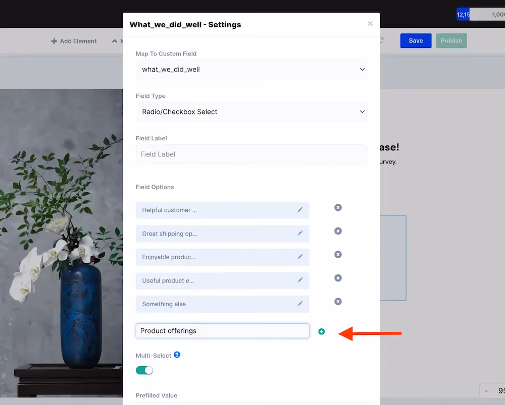 Adding a new survey option in ConvertFlow