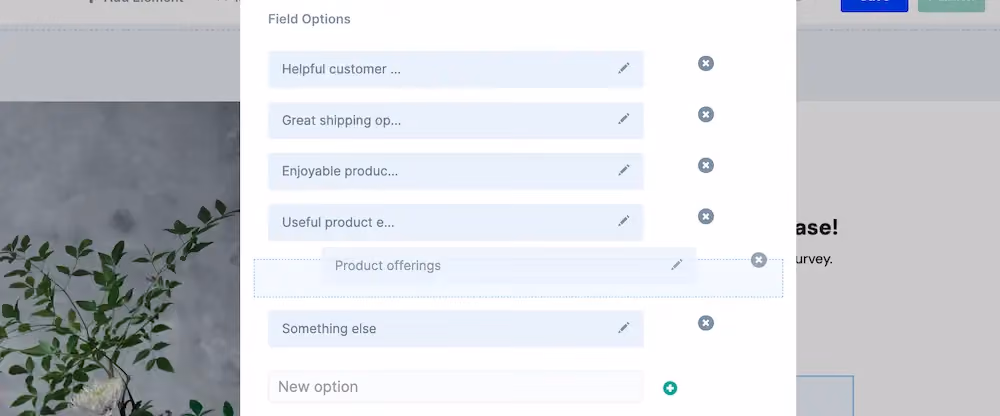 Re-ordering survey options