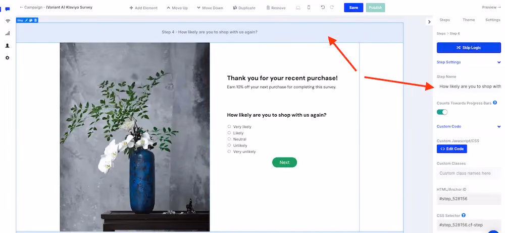 Changing a step's name in ConvertFlow