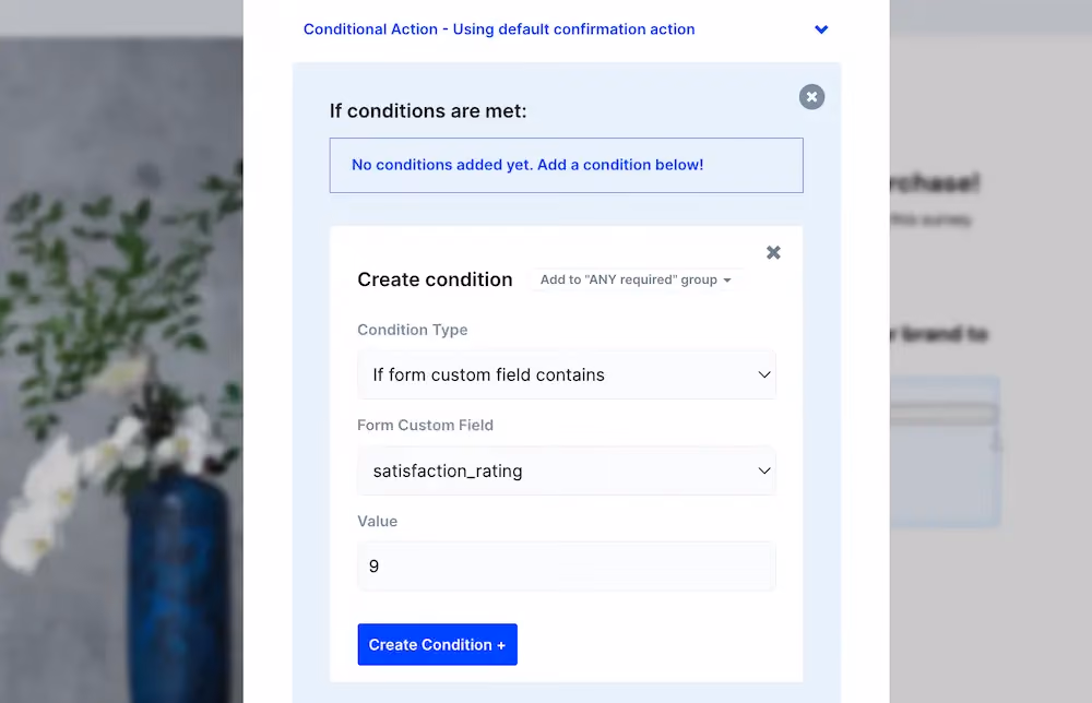 Creating conditions to send survey takers down different paths
