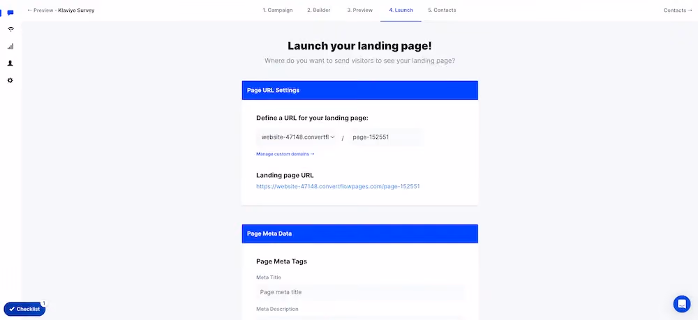 Campaign launch page