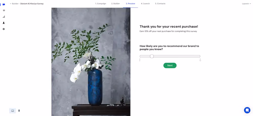 Campaign preview screen in ConvertFlow