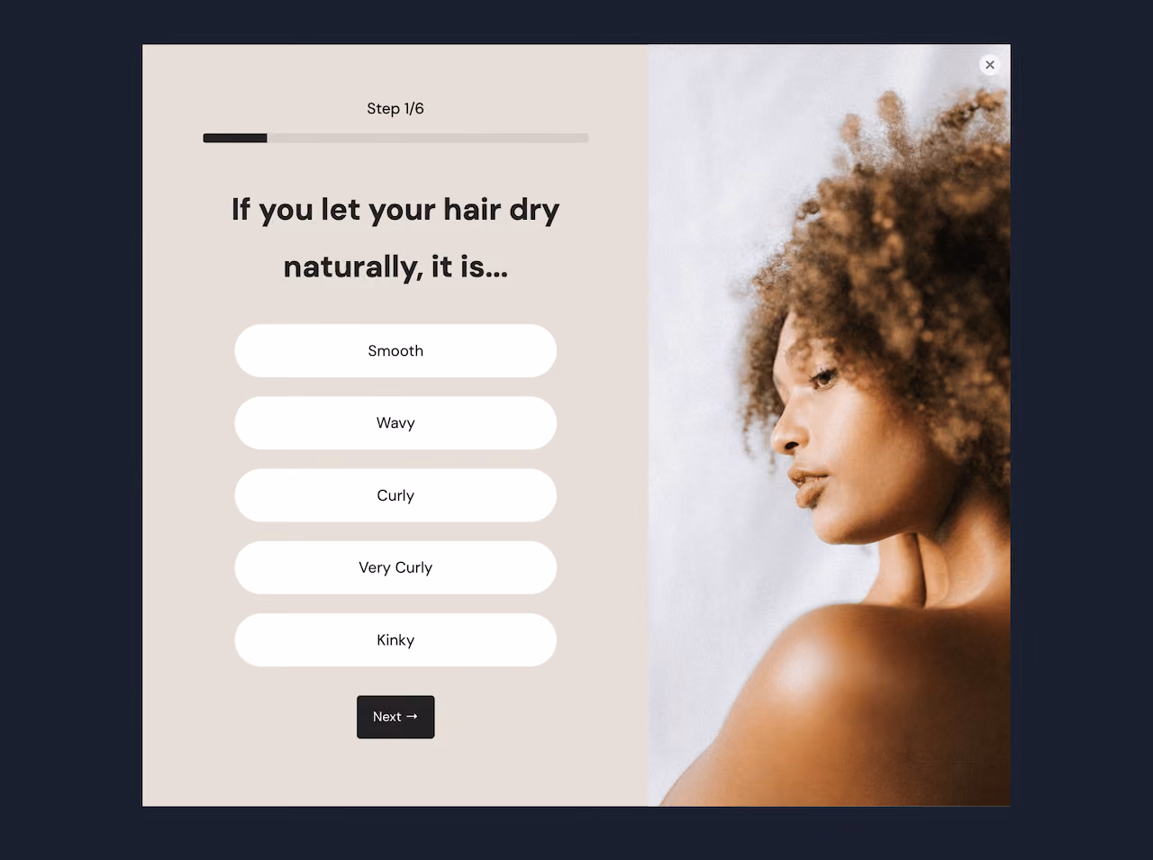 Hair Product Quiz Popup Template