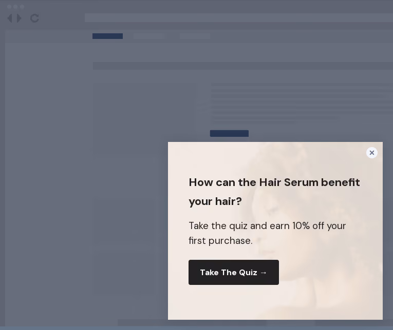 Hair Product Quiz Site Message Template