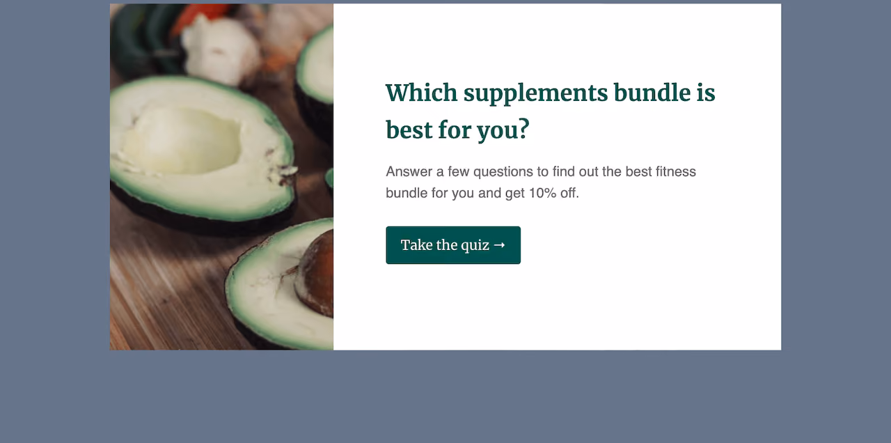 Health Product Recommendation Quiz Template