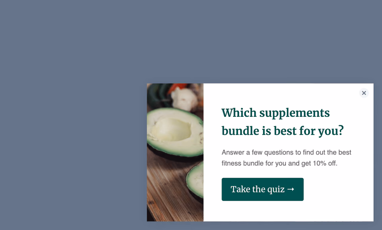 Health & Wellness Shop Quiz Site Message Template