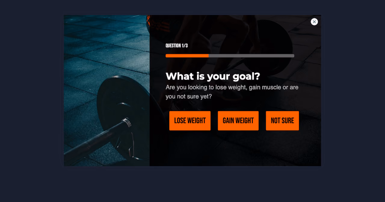 Fitness Shop Quiz Popup Template