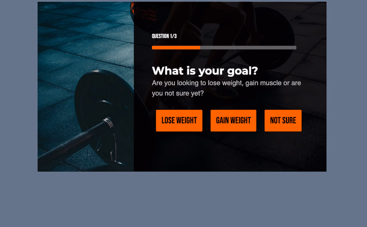 Fitness Product Recommendation Quiz Template