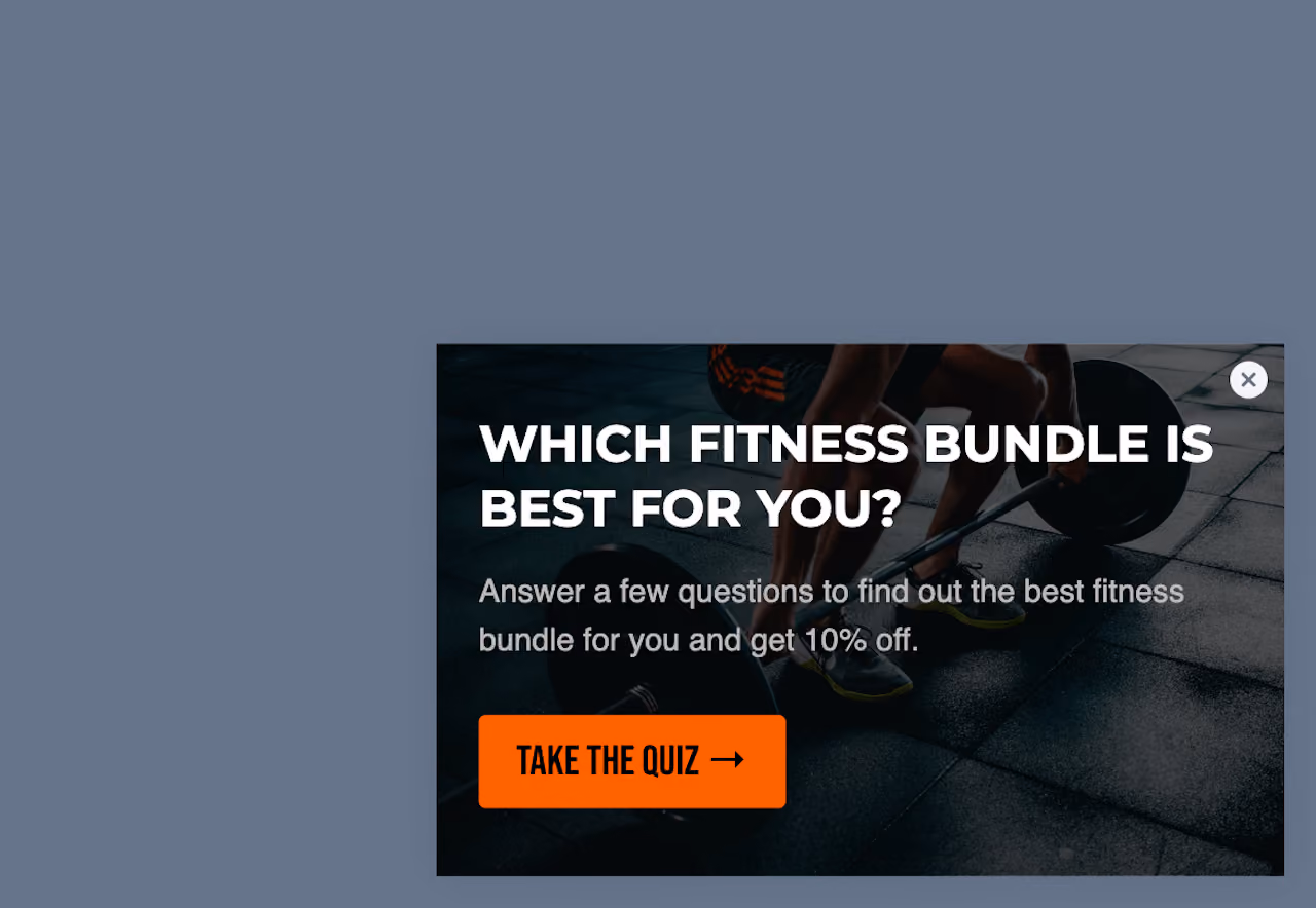 Fitness Shop Quiz Site Message Template