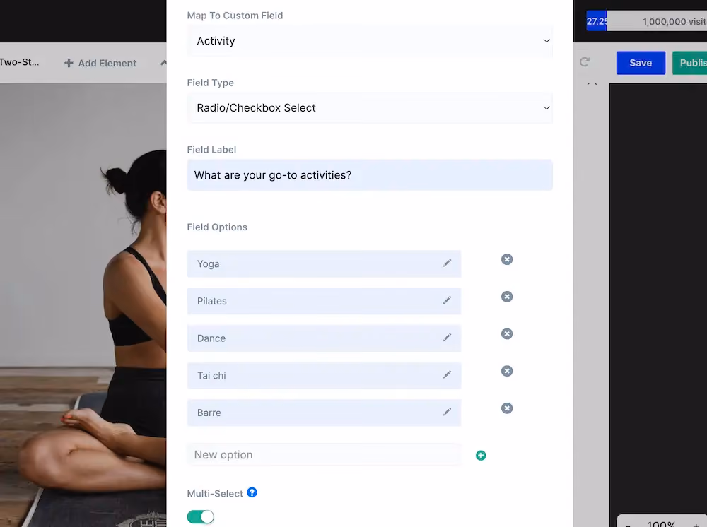 Updated settings for a custom field in ConvertFlow