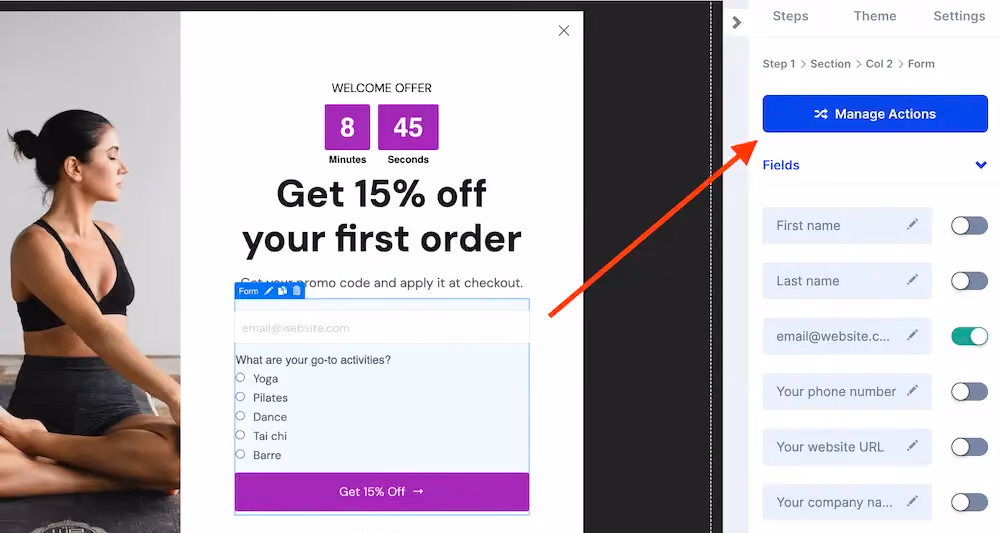 Managing form actions in ConvertFlow