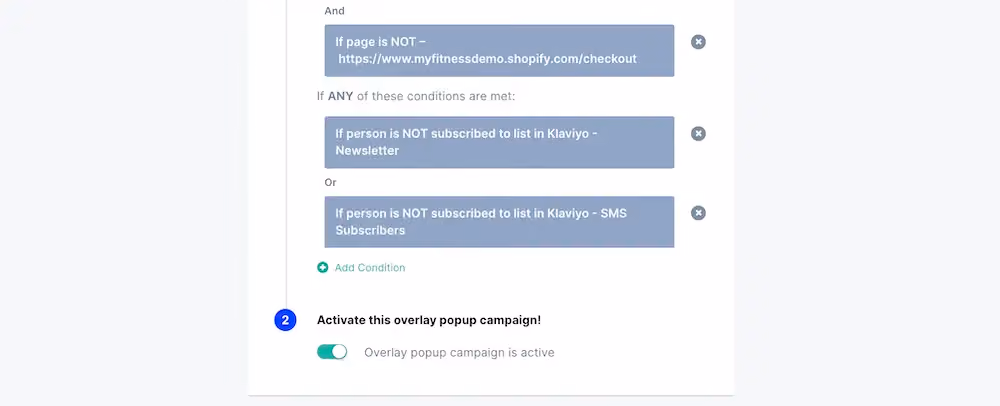 Activate campaign toggle