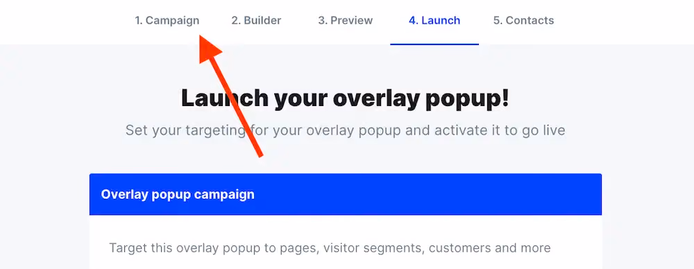 Campaign dashboard button in the menu