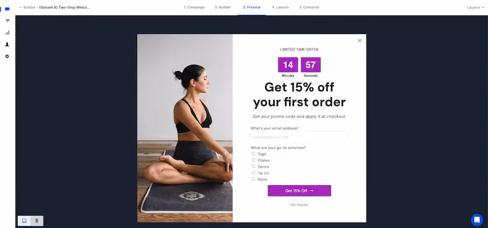 Previewing a campaign in ConvertFlow