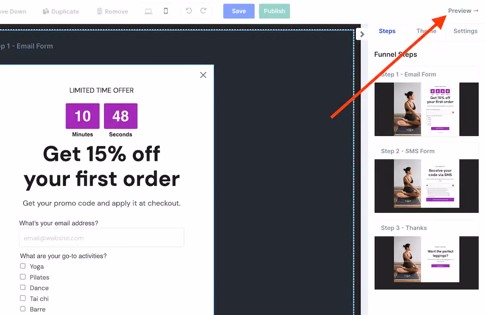 Preview button