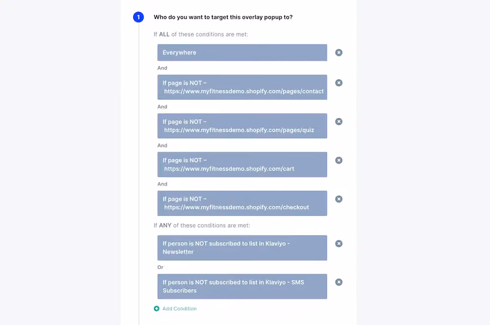 Targeting settings in ConvertFlow