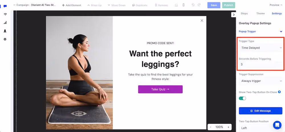Setting a popup's trigger in ConvertFlow