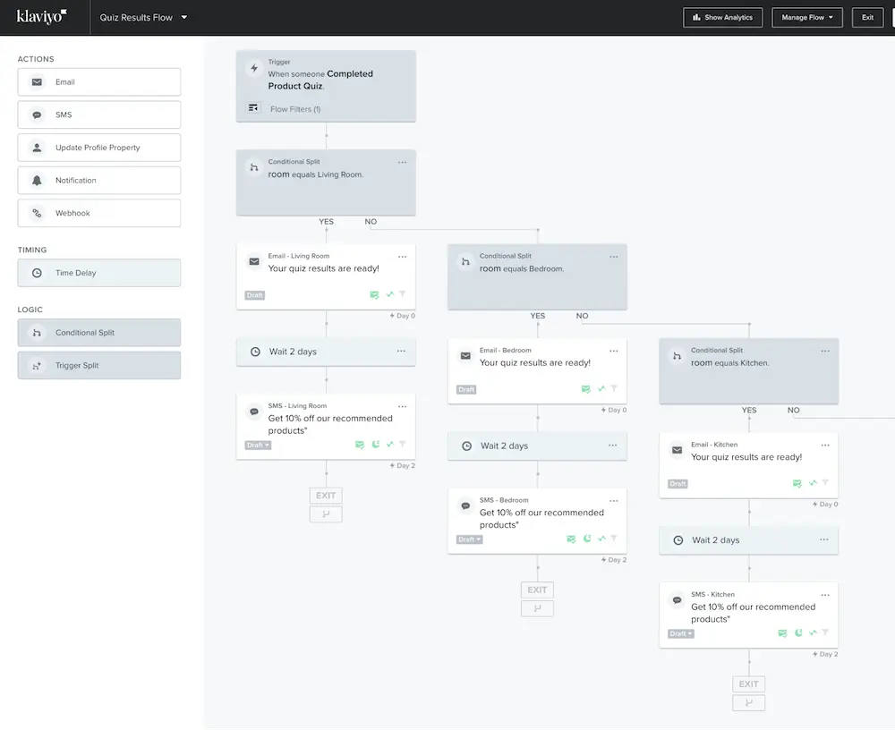 Klaviyo's flow builder