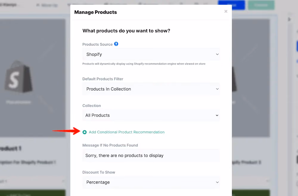 Product recommendation button