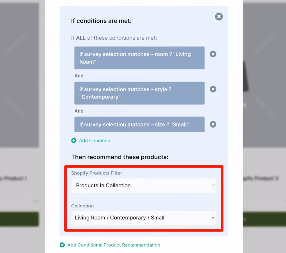 Add products filter to condition
