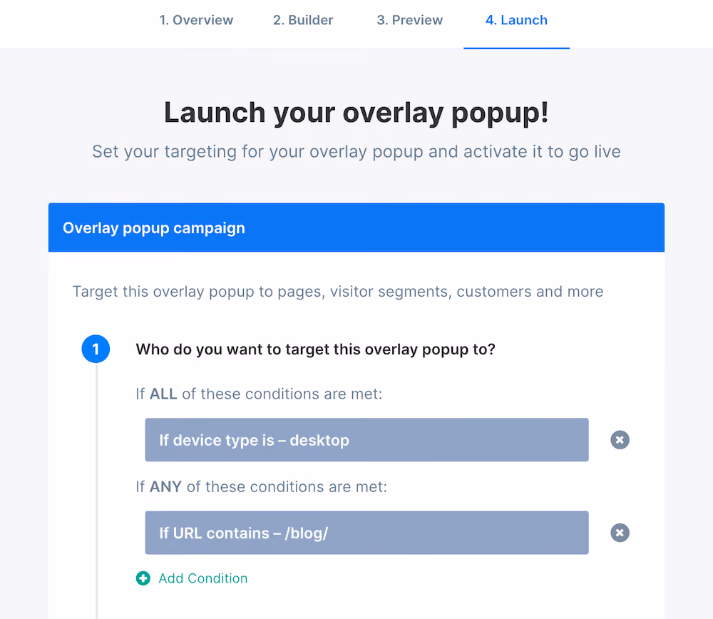 Example targeting conditions