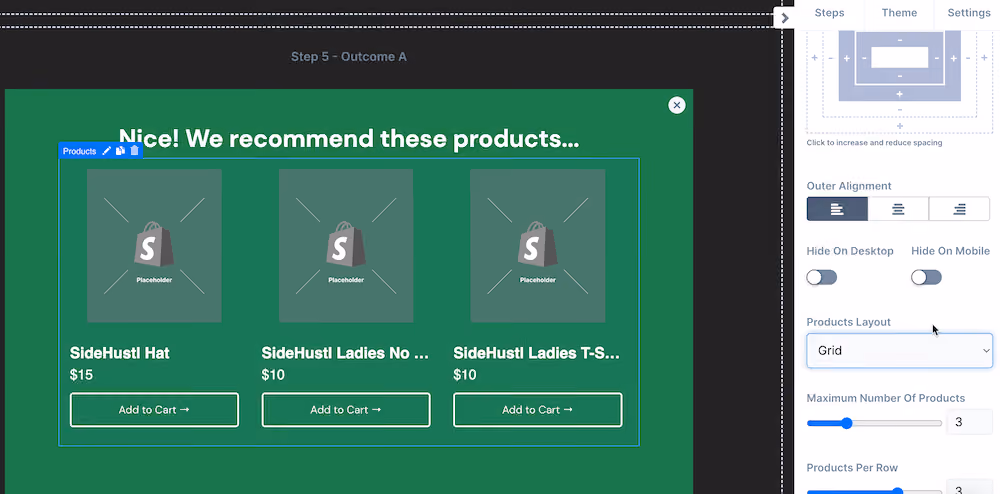 Products element design options
