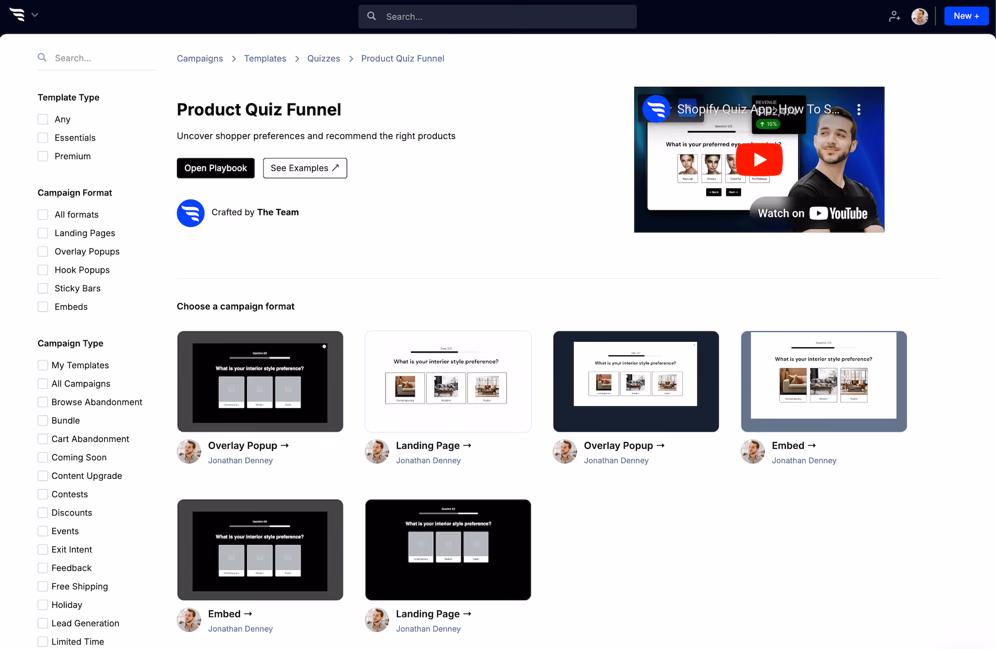 Quiz campaign formats in ConvertFlow