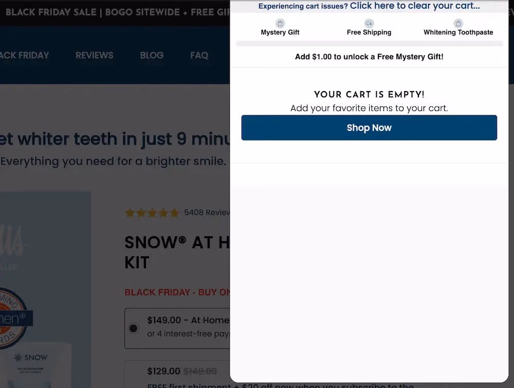 Snow's shopping cart has meter in the cart with different perks depending how much the shopper spends.