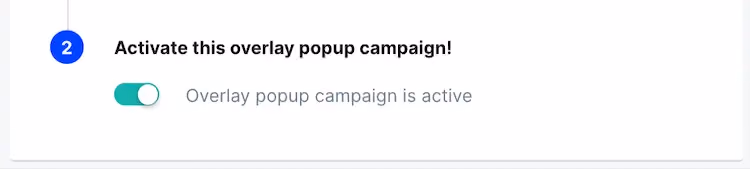 On/off switch to activate the campaign in ConvertFlow