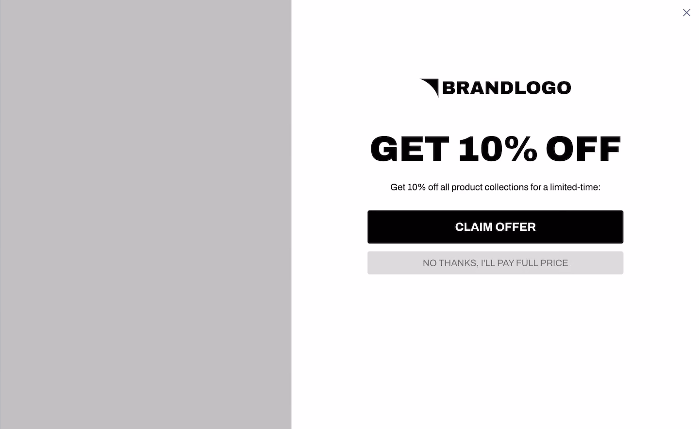 Full Screen Welcome Offer Popup Funnel Template