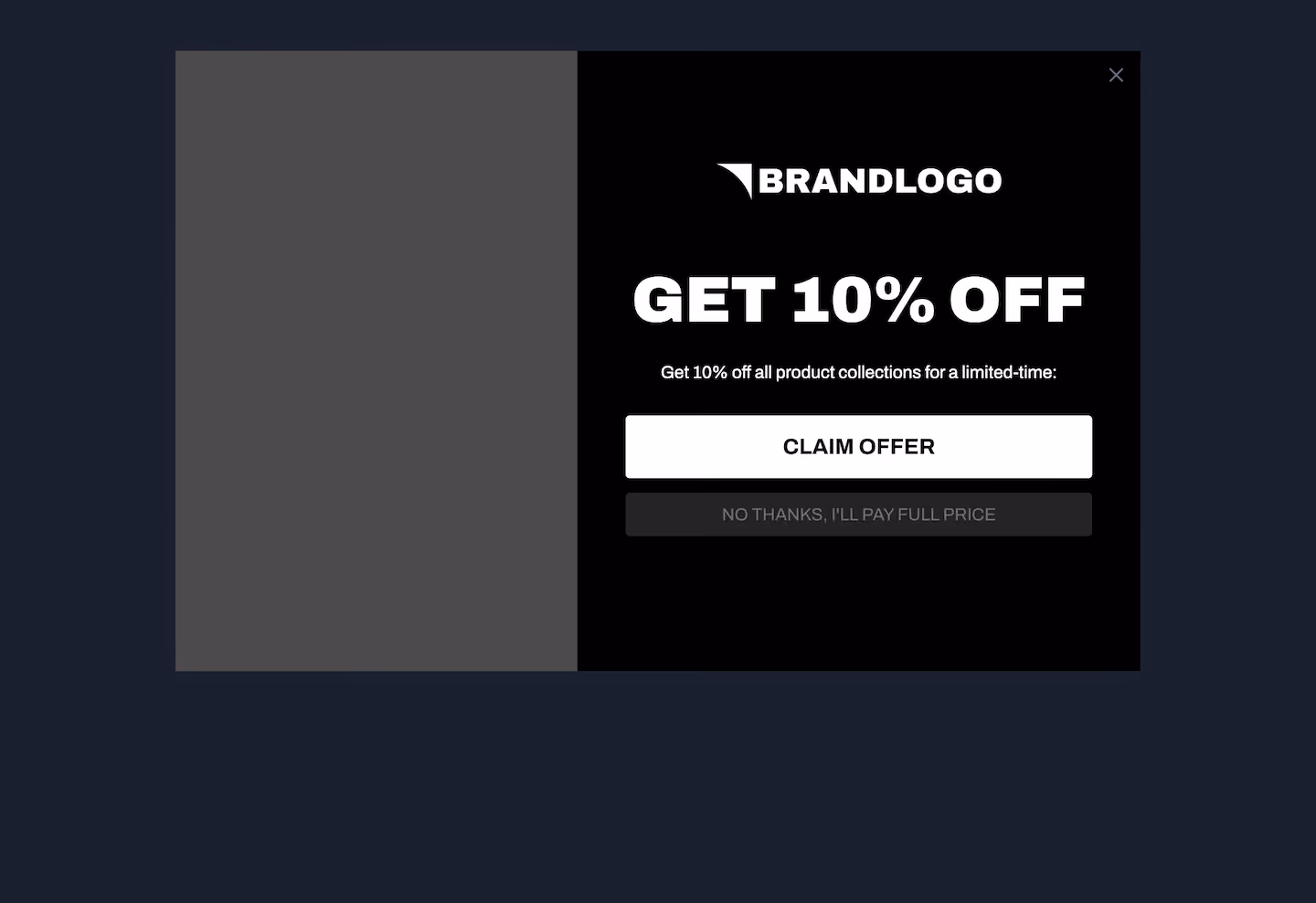 Dark Welcome Offer Popup Funnel Template