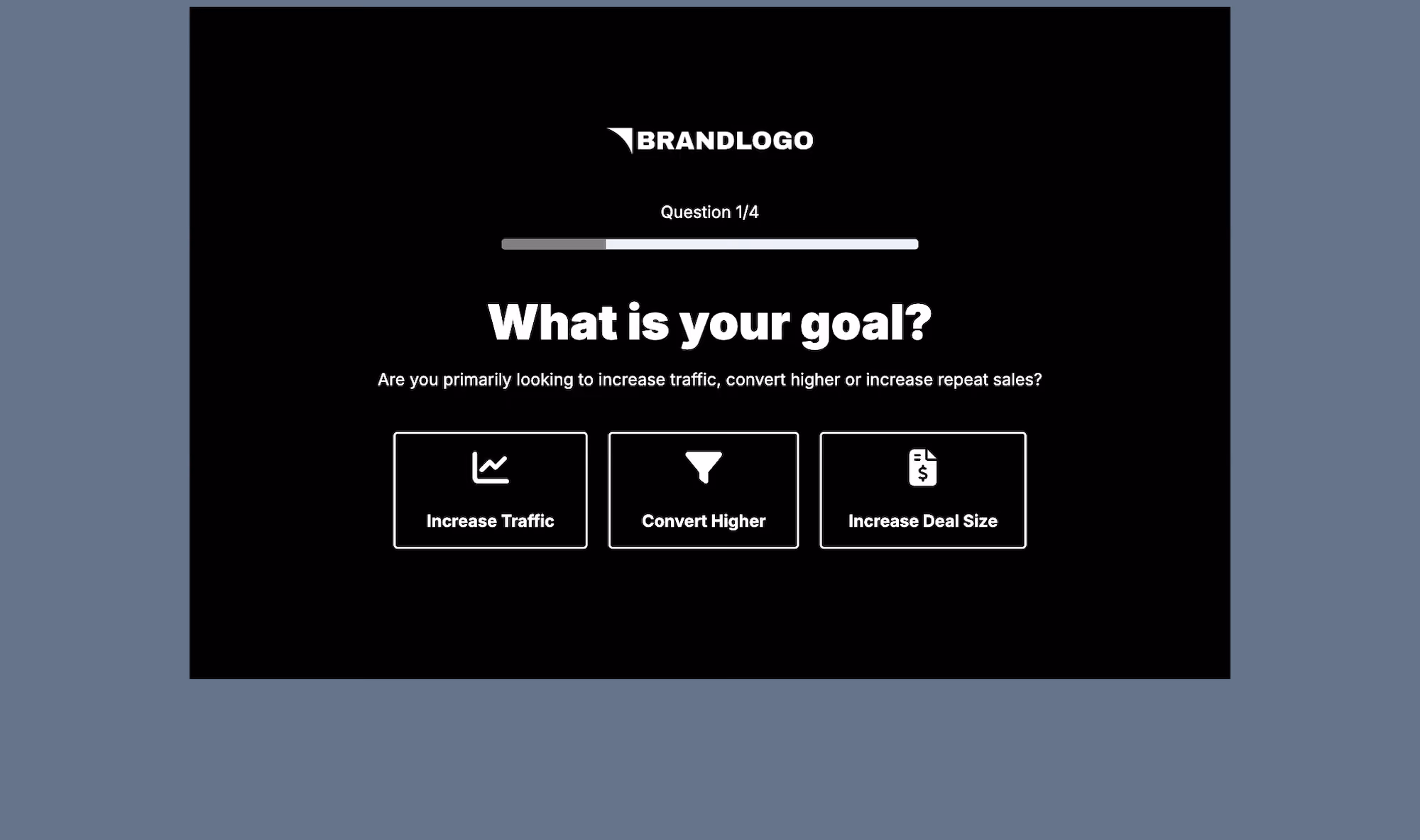 Dark Lead Generation Quiz Embed Template