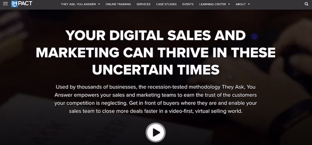 Video landing page templates: Impact
