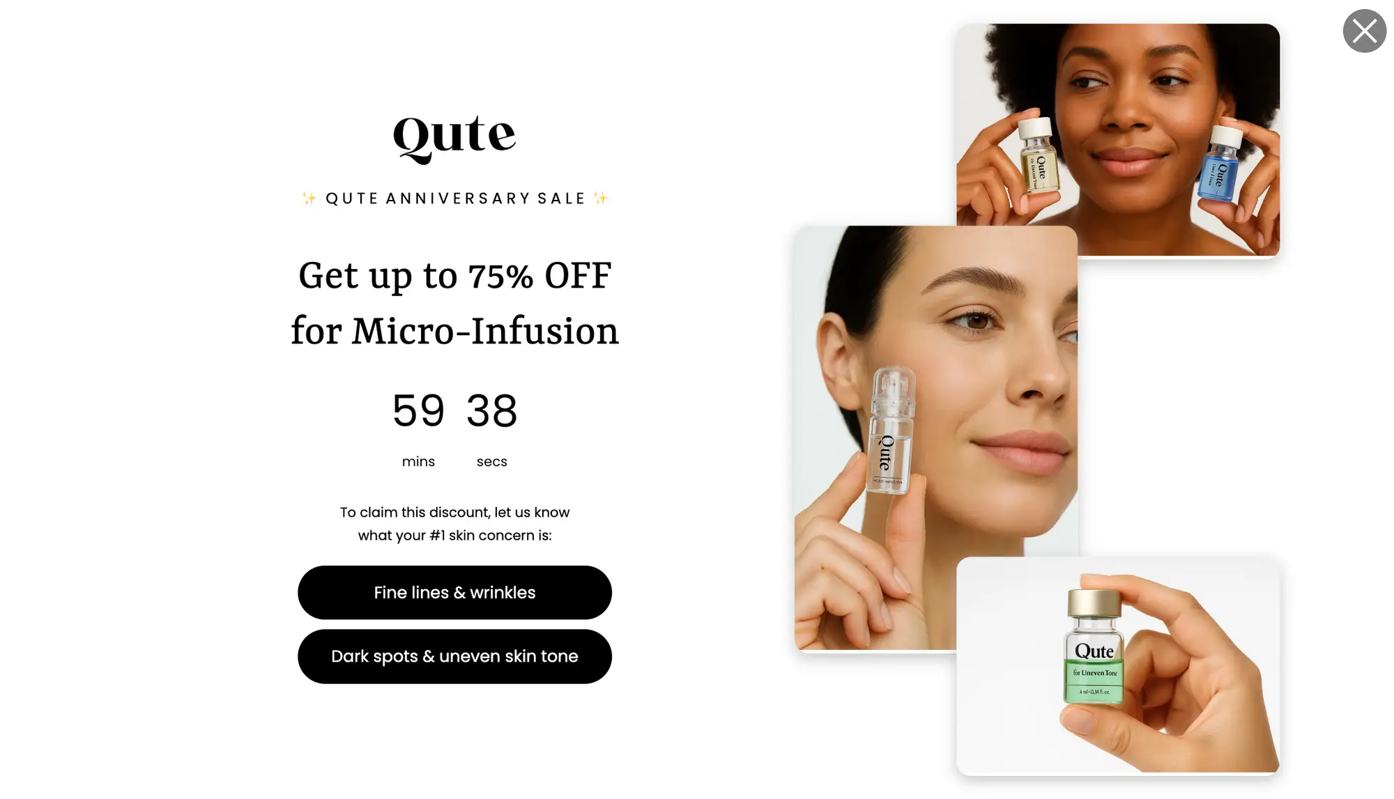 Qure Skincare's Popup Template